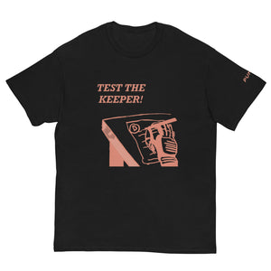 Black Men's Classic Tee with 'Test The Keeper' Design